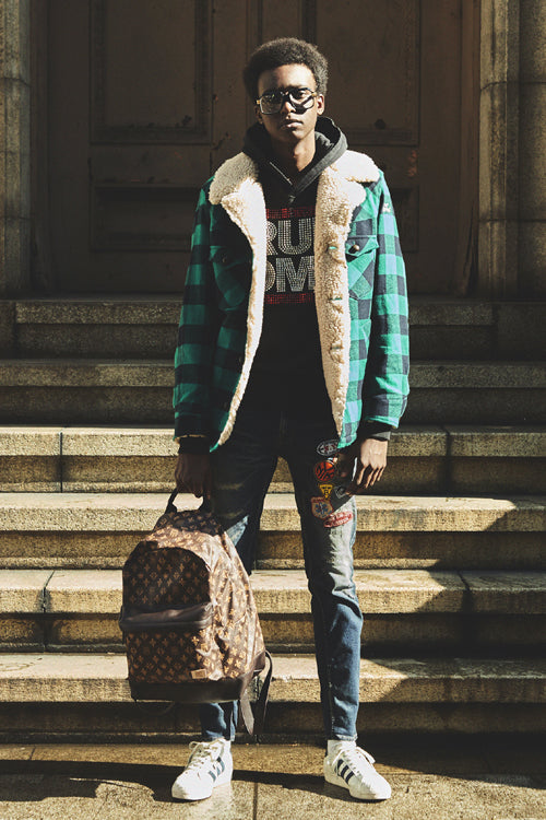 2019 A/W TMT COTTON-WOOL BUFFALO CHECK BOA RANCH COAT(TJKF1909