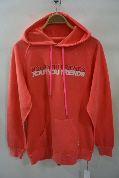 2018 S/S M reverse sweat pull over hoodie (FUCK YOU FRIENDS) (high light pink)