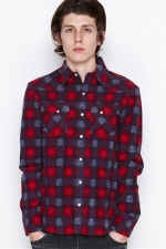 2016 A/W n(n) BY NUMBER (N)INE WESTERN SHIRTS_FLANNEL OMBRE CHECK RED