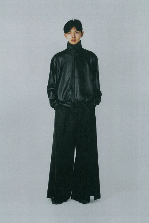 2026 S/S LAD MUSICIAN STRETCH FAUX LEATHER JERSEY TRACK JACKET