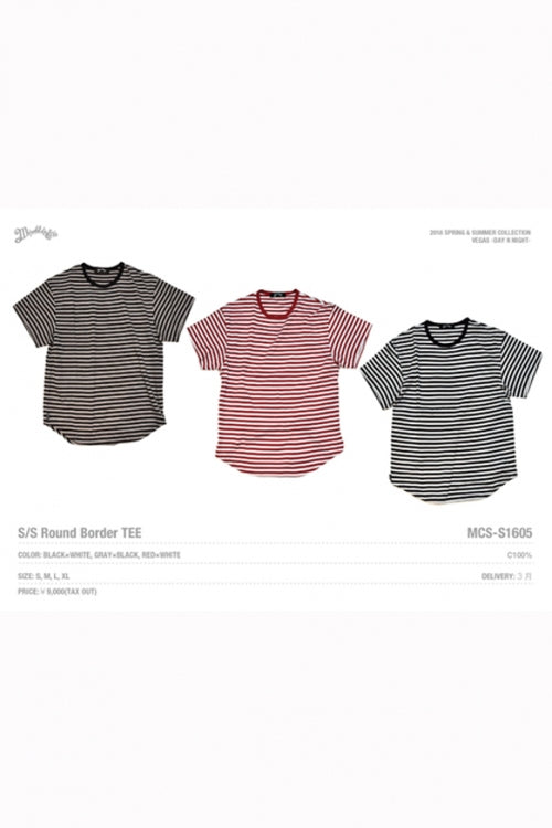 2016 S/S MARBLES S/S Round Border Tee BLACK×WHITE