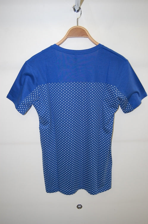 2014 S/S GalaabenD プライマリーブライト天竺ドットprint V neck BLUE×OFF WHITE