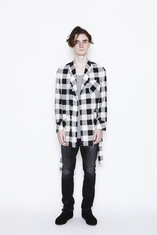 2016 S/S NUMBER (N)INE　FLY FLONT GOWN_BUFFALO CHECK BLACKxWHITE