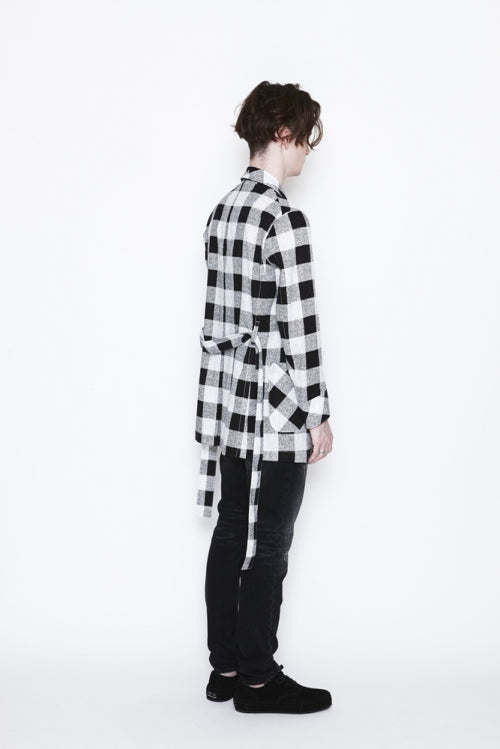 2016 S/S NUMBER (N)INE　FLY FLONT GOWN_BUFFALO CHECK BLACKxWHITE