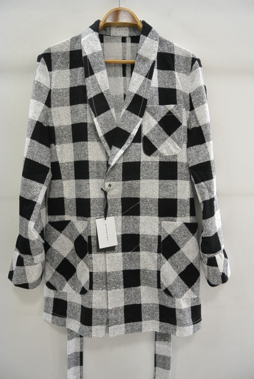 2016 S/S NUMBER (N)INE　FLY FLONT GOWN_BUFFALO CHECK BLACKxWHITE