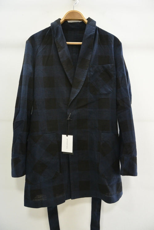 2016 S/S NUMBER (N)INE　FLY FLONT GOWN_BUFFALO CHECK BLACKxNAVY