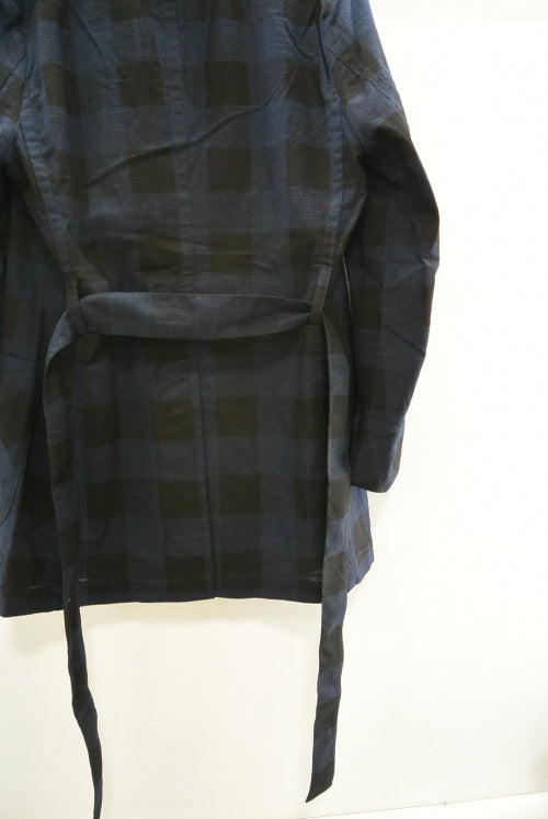 2016 S/S NUMBER (N)INE　FLY FLONT GOWN_BUFFALO CHECK BLACKxNAVY