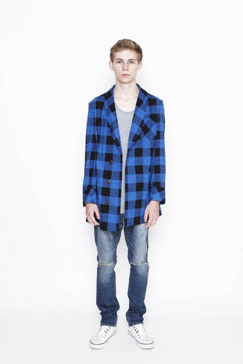 2016 S/S NUMBER (N)INE　FLY FLONT GOWN_BUFFALO CHECK BLACKxBLUE