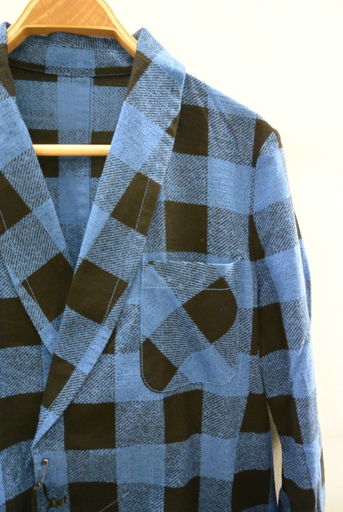 2016 S/S NUMBER (N)INE　FLY FLONT GOWN_BUFFALO CHECK BLACKxBLUE