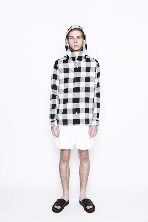 2016 S/S NUMBER (N)INE　HOODED SHIRTS_BUFFALO CHECK BLACKxWHITE