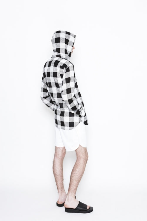2016 S/S NUMBER (N)INE　HOODED SHIRTS_BUFFALO CHECK BLACKxWHITE