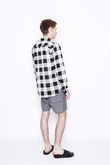 2016 S/S NUMBER (N)INE　FLY FLONT BAND COLLAR SHIRTS_BUFFALO CHECK BLACKxWHITE