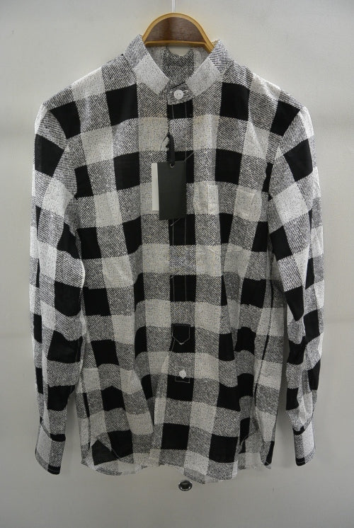 2016 S/S NUMBER (N)INE　FLY FLONT BAND COLLAR SHIRTS_BUFFALO CHECK BLACKxWHITE