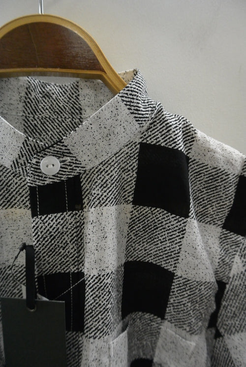 2016 S/S NUMBER (N)INE　FLY FLONT BAND COLLAR SHIRTS_BUFFALO CHECK BLACKxWHITE