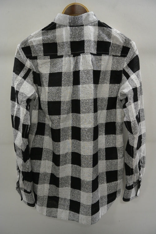 2016 S/S NUMBER (N)INE　FLY FLONT BAND COLLAR SHIRTS_BUFFALO CHECK BLACKxWHITE