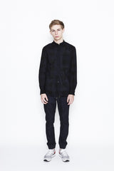 2016 S/S NUMBER (N)INE　FLY FLONT BAND COLLAR SHIRTS_BUFFALO CHECK BLACKxNAVY