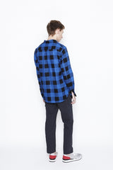 2016 S/S NUMBER (N)INE　FLY FLONT BAND COLLAR SHIRTS_BUFFALO CHECK BLACKxBLUE