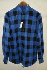 2016 S/S NUMBER (N)INE　FLY FLONT BAND COLLAR SHIRTS_BUFFALO CHECK BLACKxBLUE