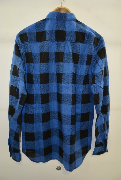 2016 S/S NUMBER (N)INE　FLY FLONT BAND COLLAR SHIRTS_BUFFALO CHECK BLACKxBLUE