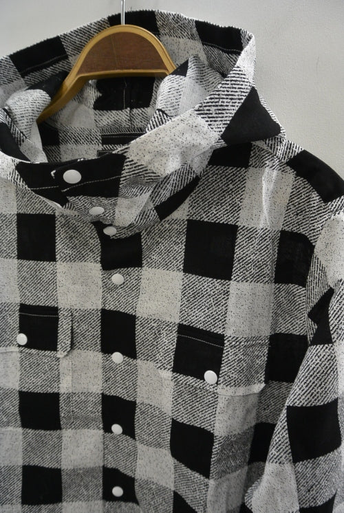 2016 S/S NUMBER (N)INE　HOODED SHIRTS_BUFFALO CHECK BLACKxWHITE