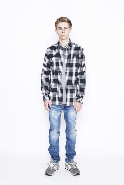 2016 S/S NUMBER (N)INE　FLY FLONT SHIRTS_TWILL CHECK BLACK