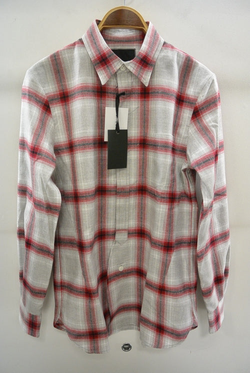 2016 S/S NUMBER (N)INE　FLY FLONT SHIRTS_FLANNEL OMBRE CHECK GRAYxRED 