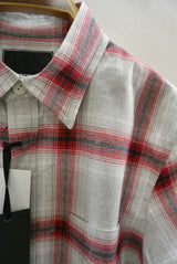 2016 S/S NUMBER (N)INE　FLY FLONT SHIRTS_FLANNEL OMBRE CHECK GRAYxRED 