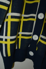 2016 S/S TMT WINDOWPANE CHECK KNIT CARDIGAN NAVY