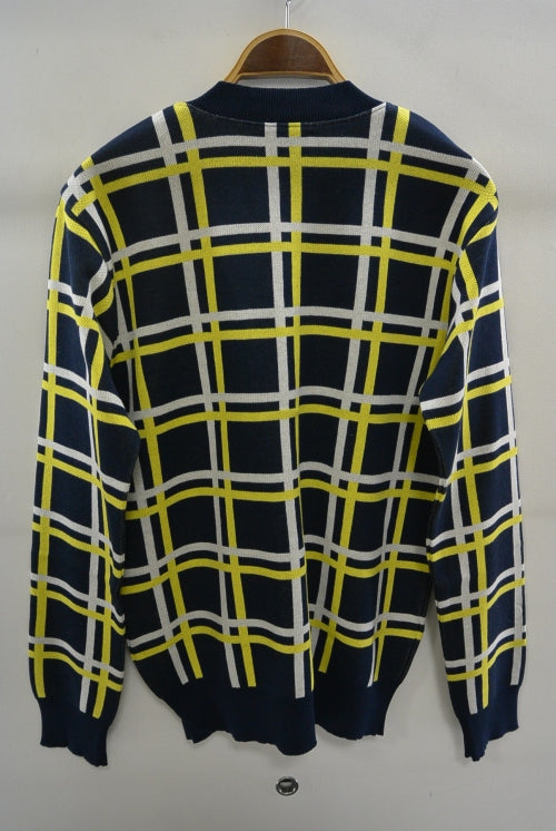 2016 S/S TMT WINDOWPANE CHECK KNIT CARDIGAN NAVY
