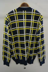 2016 S/S TMT WINDOWPANE CHECK KNIT CARDIGAN NAVY