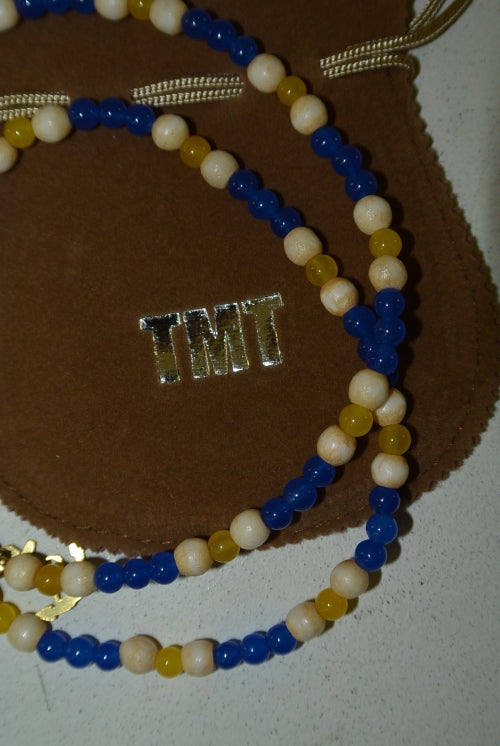 2016 S/S TMT NATURAL STONE×WHITE BEADS NECKLACE NAVY