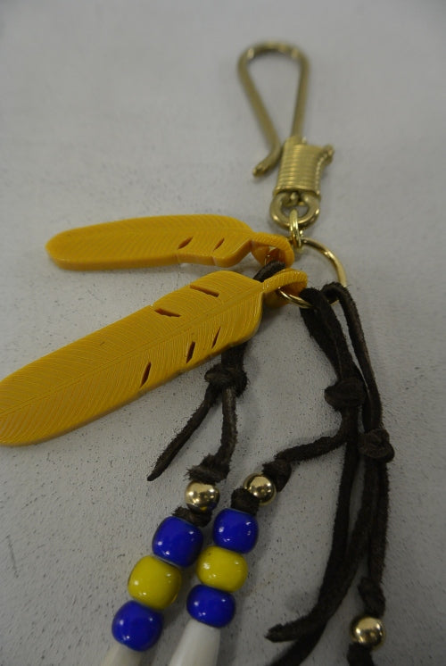 2016 S/S TMT WHITE BEADS×FEATHER KEY HOLDER BEIGE