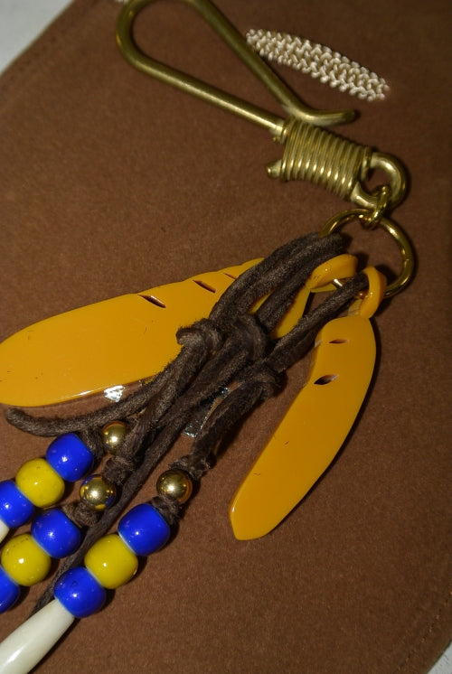 2016 S/S TMT WHITE BEADS×FEATHER KEY HOLDER BEIGE