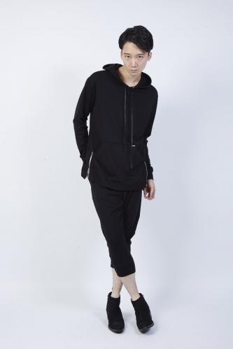 2017 S/S GalaabenD ストレッチルーチェルブライト裏毛relax easy pants BLACK