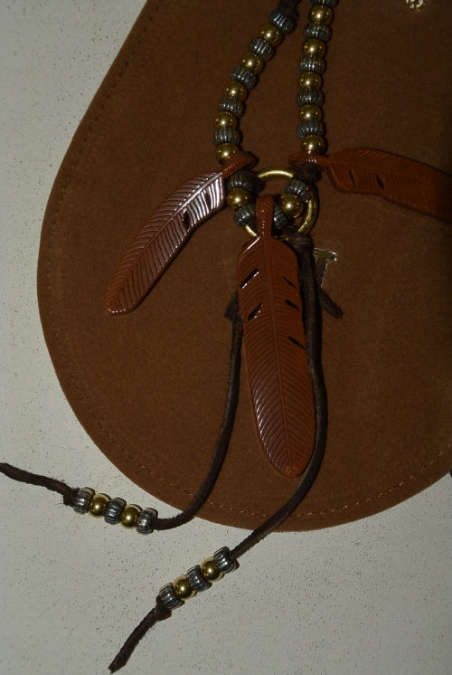 2016 S/S TMT SILVER x FEATHER NECKLACE BROWN