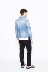 2016 S/S NUMBER (N)INE　FLY FLONT STRETCH DENIM JACKET__DAMAGE BLUE