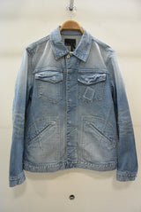 2016 S/S NUMBER (N)INE　FLY FLONT STRETCH DENIM JACKET__DAMAGE BLUE