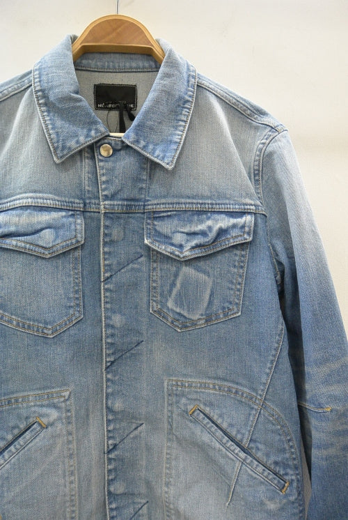 2016 S/S NUMBER (N)INE　FLY FLONT STRETCH DENIM JACKET__DAMAGE BLUE