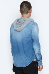 2017 S/S n(n) BY NUMBER (N)INE HOODED WESTERN SHIRTS_DENIM(DAMAGE_3D STARS) BLUE