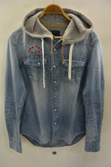 2017 S/S n(n) BY NUMBER (N)INE HOODED WESTERN SHIRTS_DENIM(DAMAGE_3D STARS) BLUE