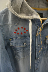 2017 S/S n(n) BY NUMBER (N)INE HOODED WESTERN SHIRTS_DENIM(DAMAGE_3D STARS) BLUE