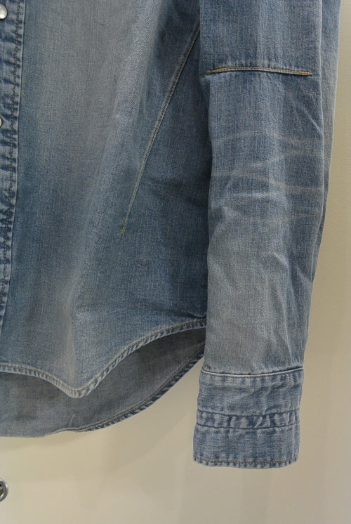 2017 S/S n(n) BY NUMBER (N)INE HOODED WESTERN SHIRTS_DENIM(DAMAGE_3D STARS) BLUE