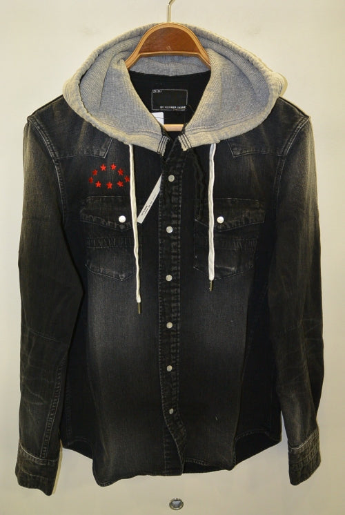 2017 S/S n(n) BY NUMBER (N)INE HOODED WESTERN SHIRTS_DENIM(DAMAGE_3D STARS) BLACK