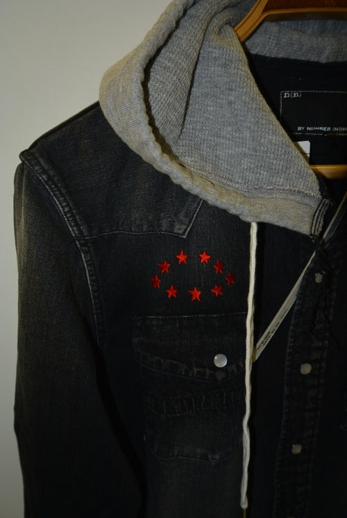 2017 S/S n(n) BY NUMBER (N)INE HOODED WESTERN SHIRTS_DENIM(DAMAGE_3D STARS) BLACK