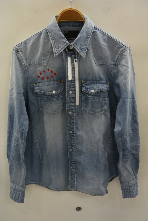 2017 S/S n(n) BY NUMBER (N)INE WESTERN SHIRTS_DENIM(DAMAGE_3D STAR) BLUE
