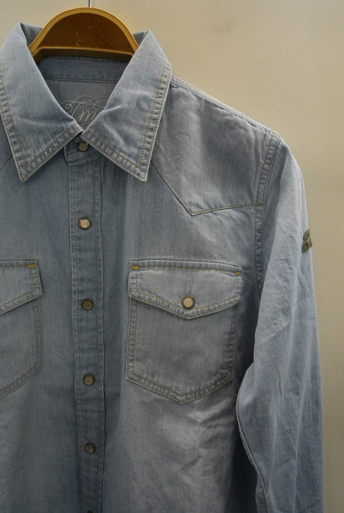 2017 S/S TMT L/SL PRINT DENIM SHIRTS INDIGO LIGHT