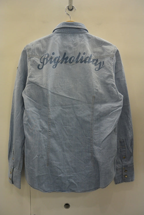 2017 S/S TMT L/SL PRINT DENIM SHIRTS INDIGO LIGHT