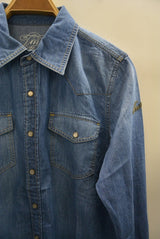 2017 S/S TMT L/SL PRINT DENIM SHIRTS INDIGO