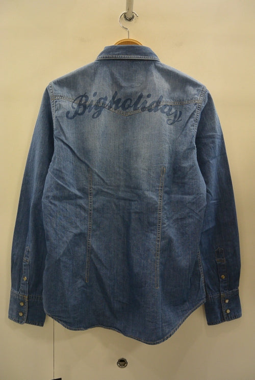 2017 S/S TMT L/SL PRINT DENIM SHIRTS INDIGO