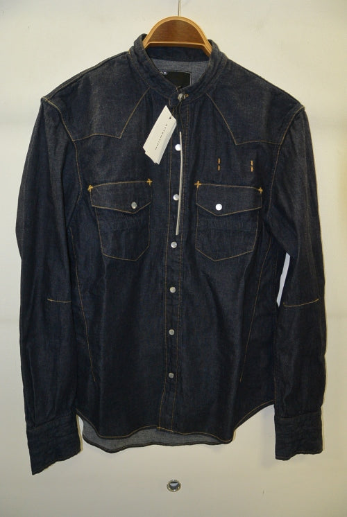 2016 S/S n(n) BY NUMBER (N)INE　BAND COLLAR　WESTERN SHIRTS_DENIM(WASHED) BLUE